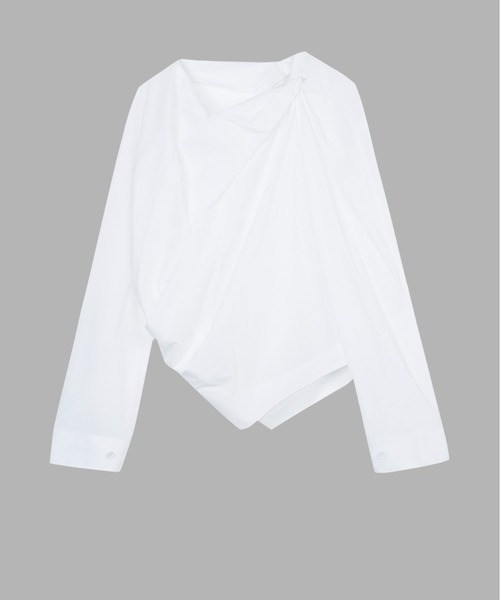 JNBY(ジェーエヌビーワイ)の「Knotted Cotton-poplin Shirt(シャツ/ブラウス・レディース・ブルー/ホワイト・38/40)」の3枚目の写真