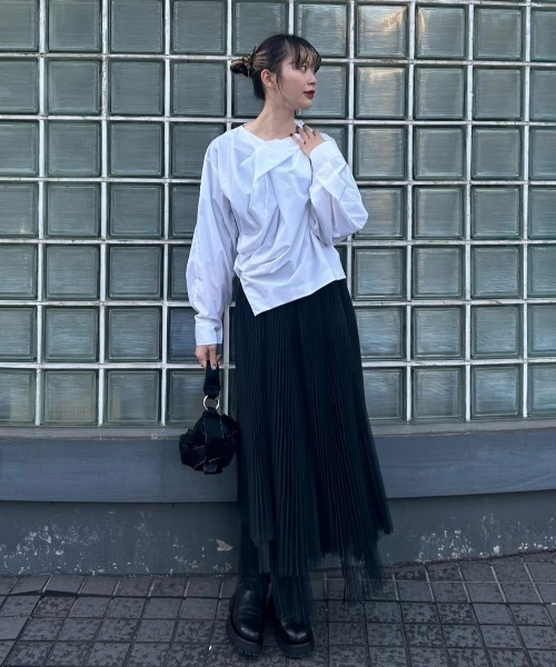JNBY(ジェーエヌビーワイ)の「Knotted Cotton-poplin Shirt(シャツ/ブラウス・レディース・ブルー/ホワイト・38/40)」の13枚目の写真