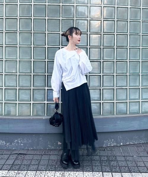 JNBY(ジェーエヌビーワイ)の「Knotted Cotton-poplin Shirt(シャツ/ブラウス・レディース・ブルー/ホワイト・38/40)」の16枚目の写真