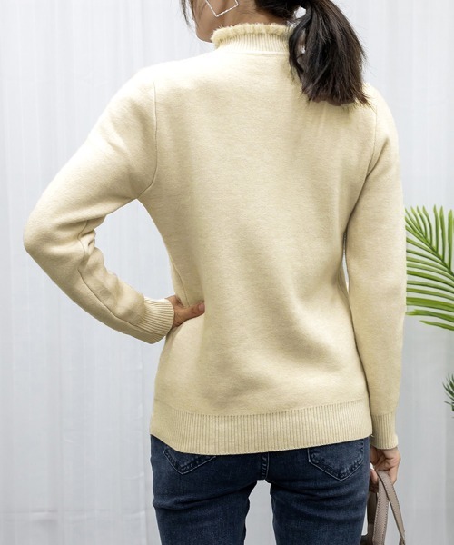 Miniministore(ミニミニストア)の「裏起毛 メロウニットトップス ハイネック(ニット/セーター・レディース・オフホワイト/グレー/ベージュ/ブラック/ブラウン・フリー)」の18枚目の写真