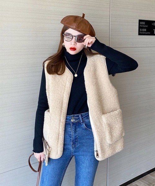 Miniministore(ミニミニストア)の「裏起毛 メロウニットトップス ハイネック(ニット/セーター・レディース・オフホワイト/グレー/ベージュ/ブラック/ブラウン・フリー)」の8枚目の写真