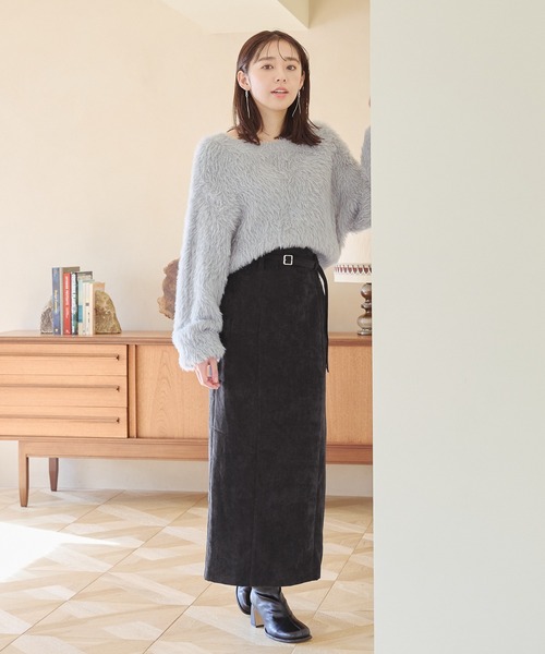 mysty woman(ミスティウーマン)の「ベルテッドハイウエストナロースカート 101950(スカート・レディース・ブラウン/ブラック/モカ・FREE)」の21枚目の写真