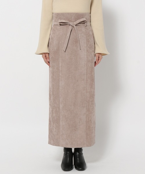 mysty woman(ミスティウーマン)の「ベルテッドハイウエストナロースカート 101950(スカート・レディース・ブラウン/ブラック/モカ・FREE)」の8枚目の写真