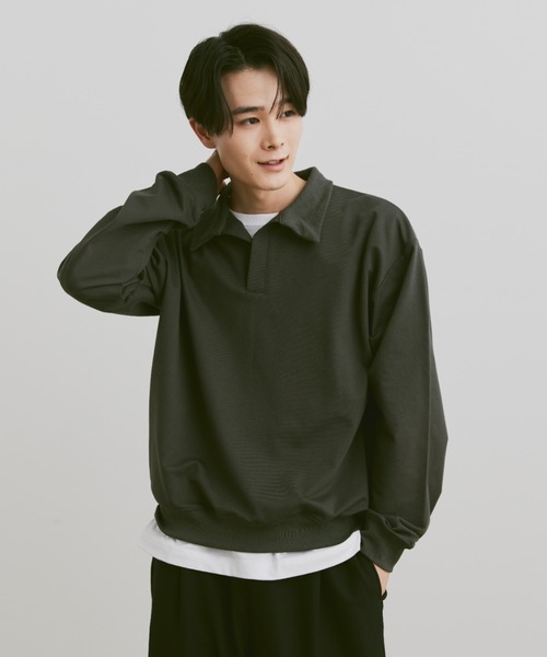 flaner（フラネ）の「Loose skipper sweat / ルーズスキッパースウェット（スウェット・レディース・チャコールグレー/アイボリー/ネイビー・LARGE/MEDIUM）」の2枚目の写真