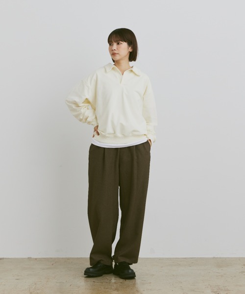 flaner（フラネ）の「Loose skipper sweat / ルーズスキッパースウェット（スウェット・レディース・チャコールグレー/アイボリー/ネイビー・LARGE/MEDIUM）」の13枚目の写真