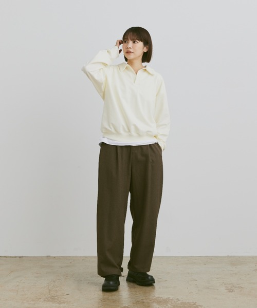 flaner（フラネ）の「Loose skipper sweat / ルーズスキッパースウェット（スウェット・レディース・チャコールグレー/アイボリー/ネイビー・LARGE/MEDIUM）」の14枚目の写真