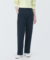 婦人 縦横ストレッチチノタックワイドパンツ 股下長め