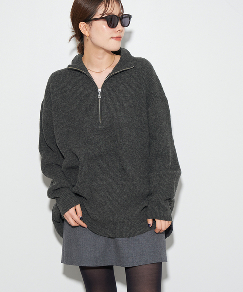セール】リョウアゼハーフジッププルオーバー（ニット/セーター