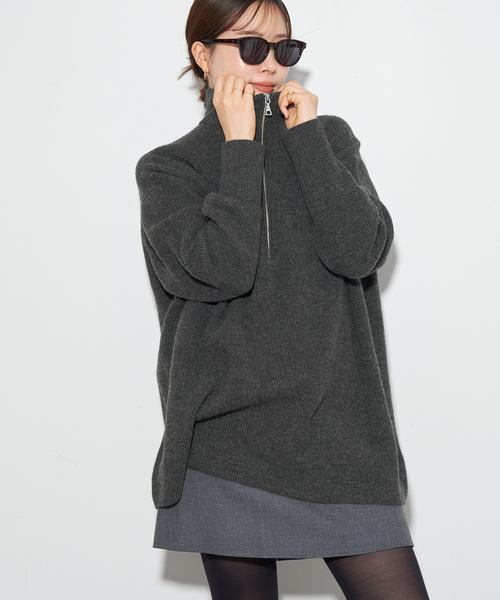 セール】リョウアゼハーフジッププルオーバー（ニット/セーター