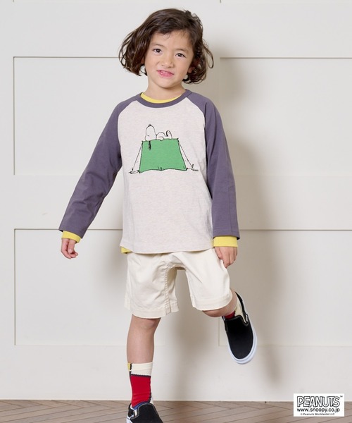 PEANUTS（ピーナッツ）の「【PEANUTS】スヌーピー/ラグランロンT（80～150cm）（Tシャツ/カットソー・キッズ・ライトブルー/チャコール・90/100/110/120/80/130/95/140/150）」の7枚目の写真
