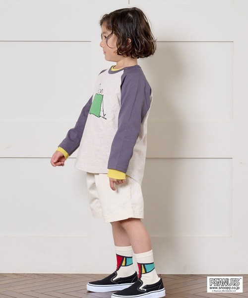 PEANUTS（ピーナッツ）の「【PEANUTS】スヌーピー/ラグランロンT（80～150cm）（Tシャツ/カットソー・キッズ・ライトブルー/チャコール・90/100/110/120/80/130/95/140/150）」の9枚目の写真