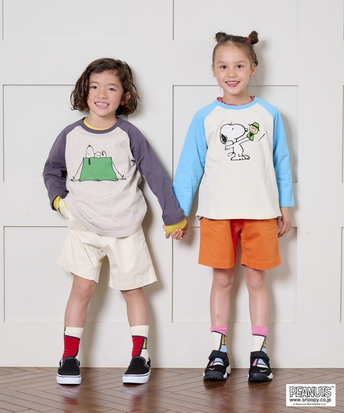 PEANUTS（ピーナッツ）の「【PEANUTS】スヌーピー/ラグランロンT（80～150cm）（Tシャツ/カットソー・キッズ・ライトブルー/チャコール・90/100/110/120/80/130/95/140/150）」の8枚目の写真