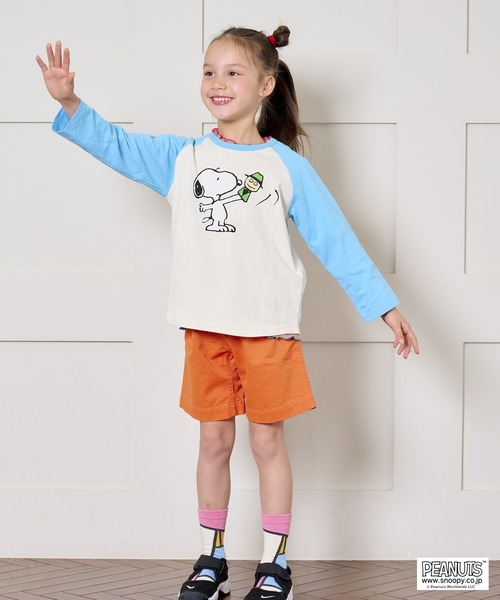 PEANUTS（ピーナッツ）の「【PEANUTS】スヌーピー/ラグランロンT（80～150cm）（Tシャツ/カットソー・キッズ・ライトブルー/チャコール・90/100/110/120/80/130/95/140/150）」の3枚目の写真