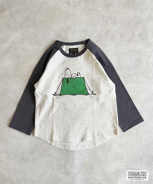 PEANUTS（ピーナッツ）の「【PEANUTS】スヌーピー/ラグランロンT（80～150cm）（Tシャツ/カットソー・キッズ・ライトブルー/チャコール・90/100/110/120/80/130/95/140/150）」の4枚目の写真