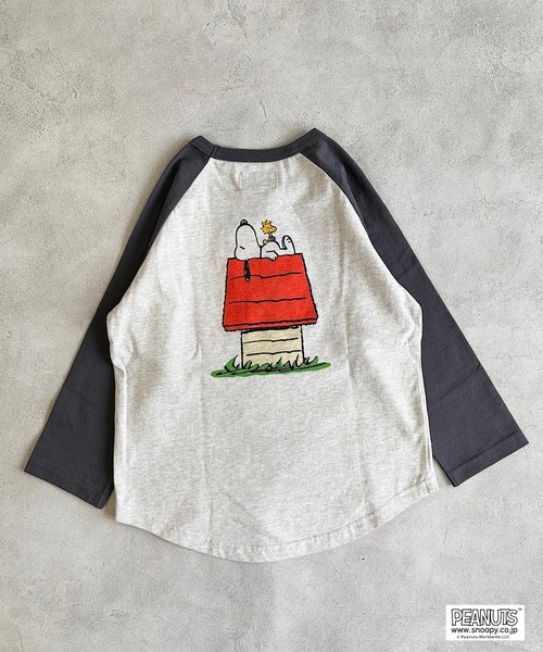PEANUTS（ピーナッツ）の「【PEANUTS】スヌーピー/ラグランロンT（80～150cm）（Tシャツ/カットソー・キッズ・ライトブルー/チャコール・90/100/110/120/80/130/95/140/150）」の13枚目の写真