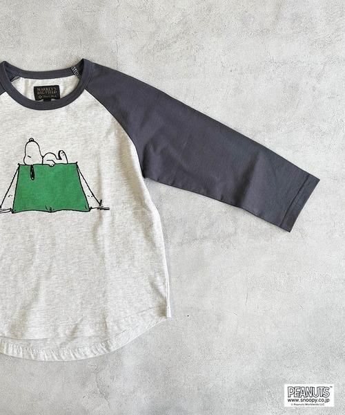 PEANUTS（ピーナッツ）の「【PEANUTS】スヌーピー/ラグランロンT（80～150cm）（Tシャツ/カットソー・キッズ・ライトブルー/チャコール・90/100/110/120/80/130/95/140/150）」の5枚目の写真