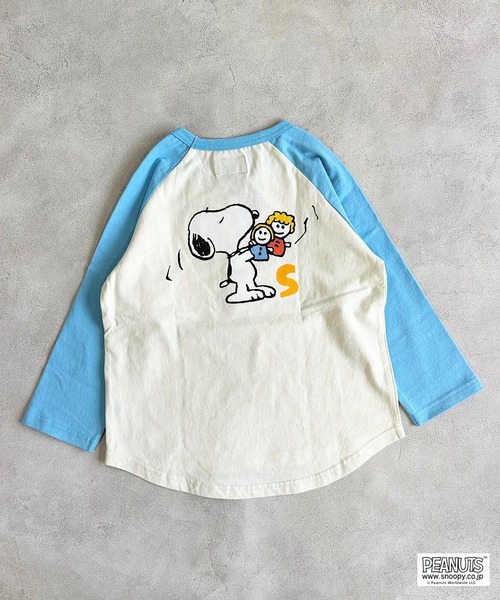 PEANUTS（ピーナッツ）の「【PEANUTS】スヌーピー/ラグランロンT（80～150cm）（Tシャツ/カットソー・キッズ・ライトブルー/チャコール・90/100/110/120/80/130/95/140/150）」の11枚目の写真
