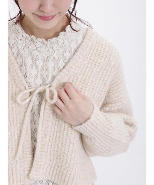 Samansa Mos2（サマンサ モスモス）の「ラメニットリボンカーディガン（カーディガン/ボレロ・レディース・ブルー/キナリ/モカ・F）」の2枚目の写真