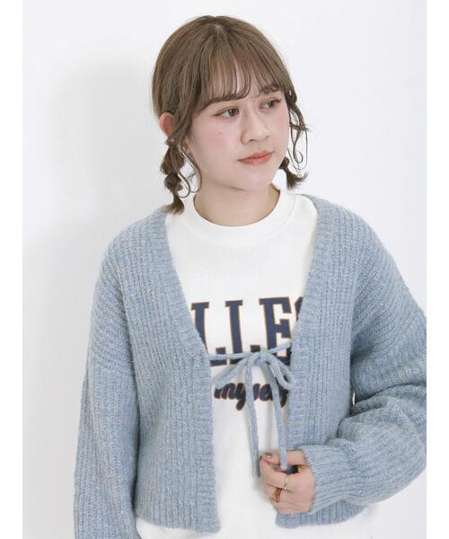 Samansa Mos2（サマンサ モスモス）の「ラメニットリボンカーディガン（カーディガン/ボレロ・レディース・ブルー/キナリ/モカ・F）」の4枚目の写真