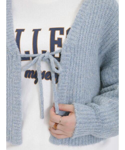 Samansa Mos2（サマンサ モスモス）の「ラメニットリボンカーディガン