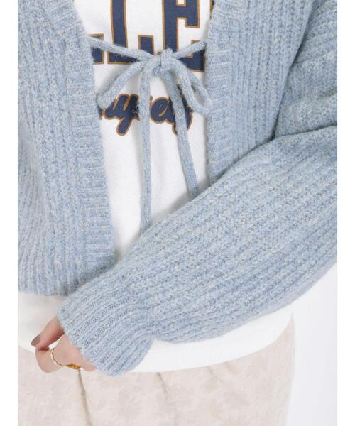Samansa Mos2（サマンサ モスモス）の「ラメニットリボンカーディガン（カーディガン/ボレロ・レディース・ブルー/キナリ/モカ・F）」の8枚目の写真