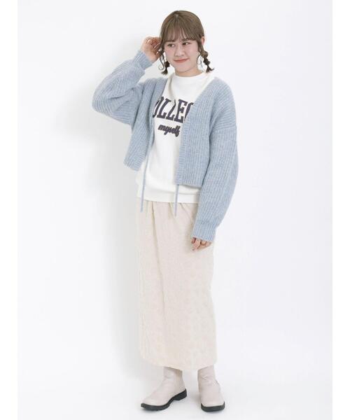 Samansa Mos2（サマンサ モスモス）の「ラメニットリボンカーディガン（カーディガン/ボレロ・レディース・ブルー/キナリ/モカ・F）」の10枚目の写真