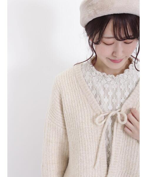 Samansa Mos2（サマンサ モスモス）の「ラメニットリボンカーディガン（カーディガン/ボレロ・レディース・ブルー/キナリ/モカ・F）」の11枚目の写真