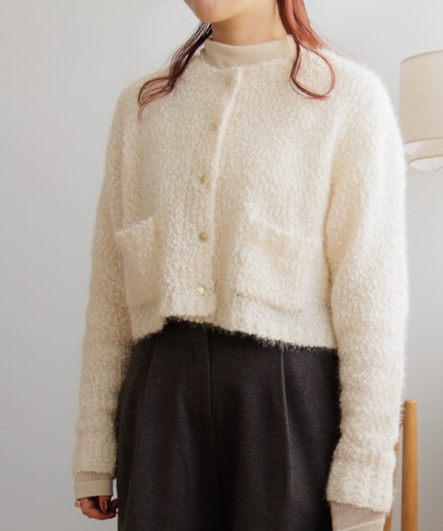 flower(フラワー)の「バブルニットカーディガン(ニット/セーター・レディース・ホワイト/ピンク・FREE)」の2枚目の写真