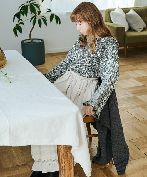 Crisp（クリスプ）の「フラワーフリルチュニック（シャツ/ブラウス・レディース・グリーン/ブラック・FREE）」の10枚目の写真