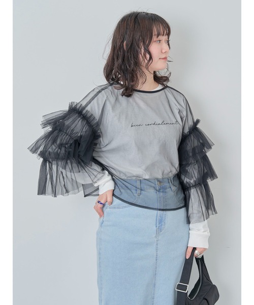 ELENCARE DUE（エレンカーレデュエ）の「・ELENCARE　DUE　2wayチュールブラウス（シャツ/ブラウス・レディース・ブラック/アイボリー/ライトグレー/ベージュ・FREE）」の8枚目の写真