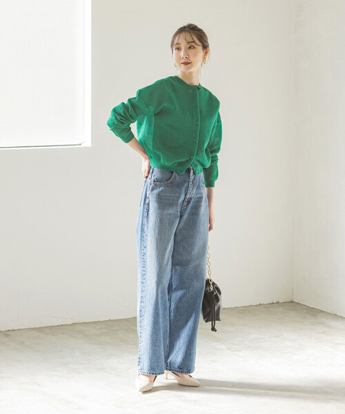 Noble（ノーブル）の「スポンジシアーニットカーディガン（カーディガン/ボレロ・レディース・ブラック/ホワイト/グリーン・FREE）」の11枚目の写真