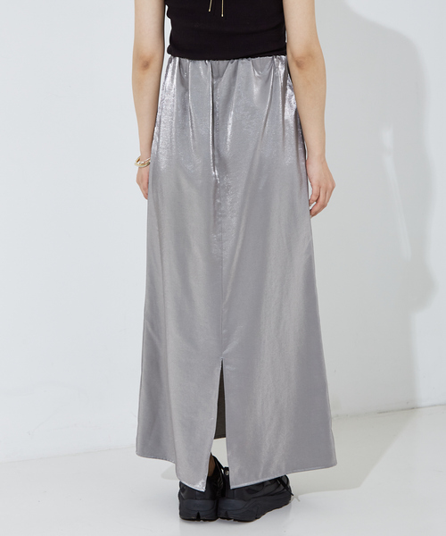 NOMINE(ノミネ)の「【セットアップ着用可】サテンロングスカート(スカート・レディース・シルバー/ブラック・S/M)」の7枚目の写真