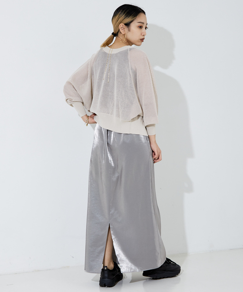 NOMINE(ノミネ)の「【セットアップ着用可】サテンロングスカート(スカート・レディース・シルバー/ブラック・S/M)」の13枚目の写真