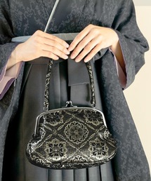 KIMONOMACHI（キモノマチ）の「ジャガード織り がま口バッグ ジャガード生地 アンティーク調 カジュアル パーティー 卒業式 謝恩会（ハンドバッグ）」