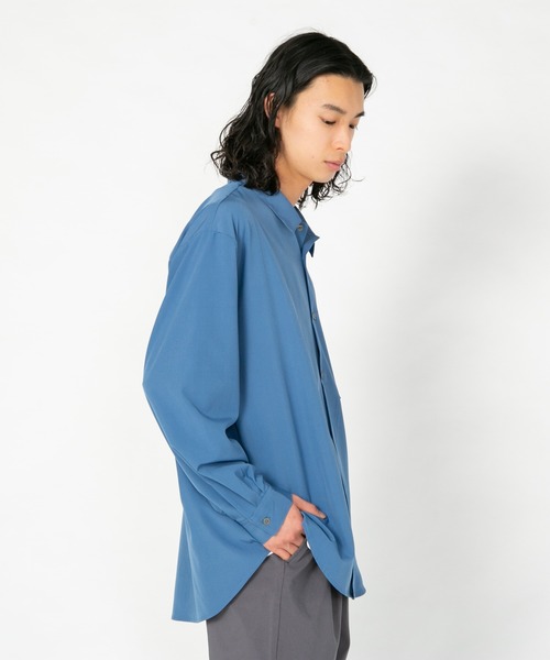 Blue Standard （ブルースタンダード）の「【BLUE STANDARD/ブルースタンダード】 ポリエステルストレッチ アニマルバック刺繍ルーズシルエットシャツ（シャツ/ブラウス・メンズ・グリーン/グレー/チャコールグレー/ブルー・LARGE/MEDIUM）」の14枚目の写真