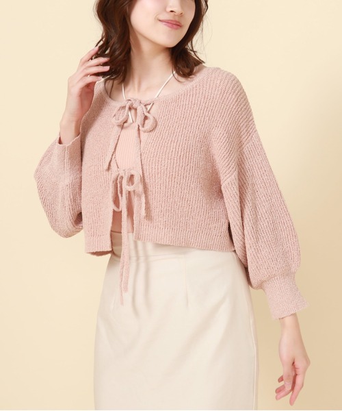 archives（アルシーヴ）の「2WAYリボンTTヤーンニットアンサンブル（アンサンブル・レディース・オレンジ/グリーン/ブルーグレー/アイボリー・MEDIUM）」の4枚目の写真