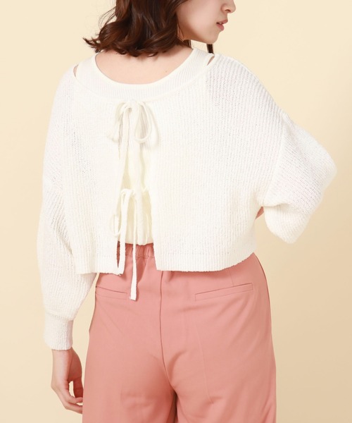 archives（アルシーヴ）の「2WAYリボンTTヤーンニットアンサンブル（アンサンブル・レディース・オレンジ/グリーン/ブルーグレー/アイボリー・MEDIUM）」の6枚目の写真