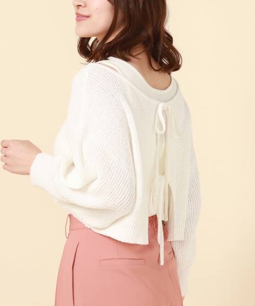 archives（アルシーヴ）の「2WAYリボンTTヤーンニットアンサンブル（アンサンブル・レディース・オレンジ/グリーン/ブルーグレー/アイボリー・MEDIUM）」の7枚目の写真