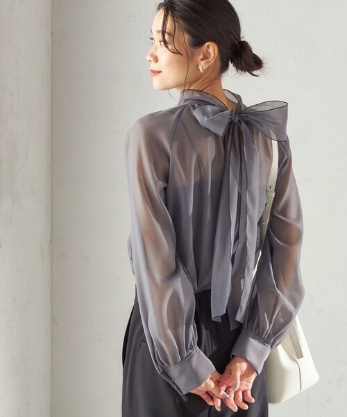 手洗い可能〉オーガンジー リボン ブラウス（シャツ/ブラウス）｜SHIPS
