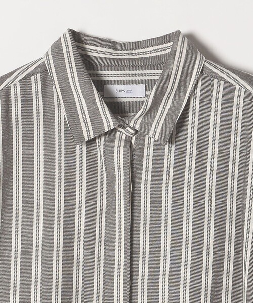 SHIPS any（シップス エニィ）の「SHIPS any:〈洗濯機可能〉リネン ミックス ストライプ シャツ ワンピース（シャツワンピース・レディース・オフホワイト/グレー/ベージュ・ONE SIZE）」の20枚目の写真