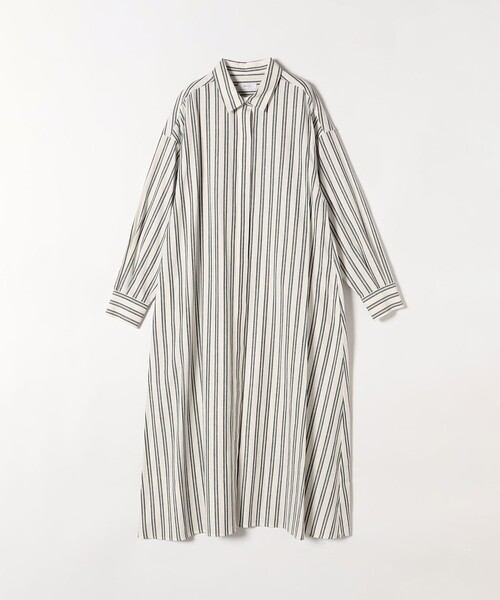 SHIPS any（シップス エニィ）の「SHIPS any:〈洗濯機可能〉リネン ミックス ストライプ シャツ ワンピース（シャツワンピース・レディース・オフホワイト/グレー/ベージュ・ONE SIZE）」の5枚目の写真