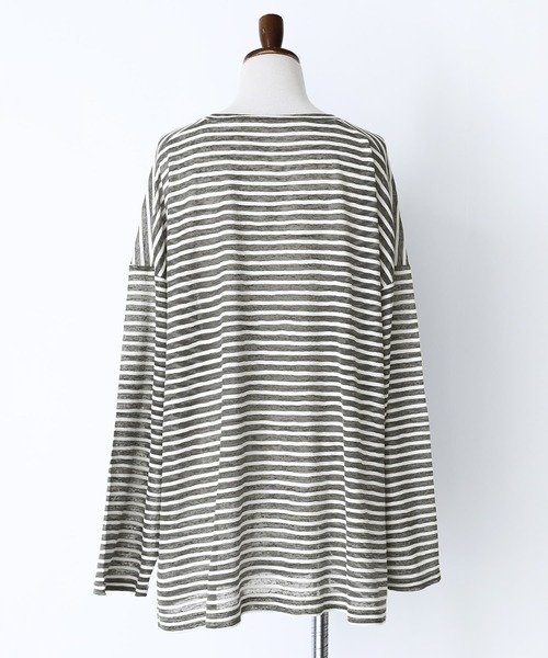 n'OrLABEL（ノアールレーベル）の「シアーボーダーカットソー（Tシャツ/カットソー・レディース・グレー/オフホワイト・FREE）」の17枚目の写真
