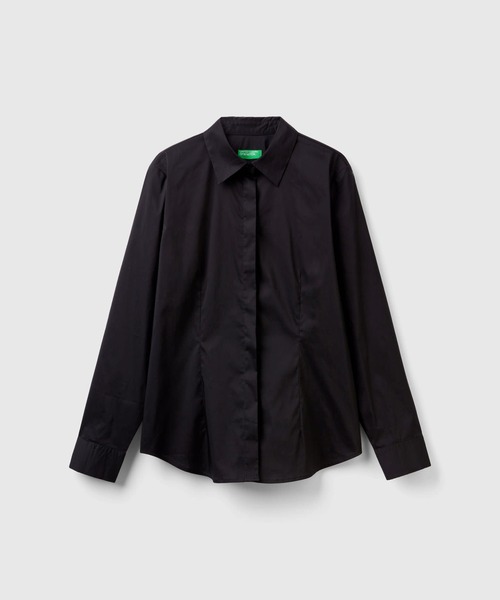 BENETTON (UNITED COLORS OF BENETTON)（ベネトンユナイテッドカラーズオブベネトン）の「ストレッチ長袖シャツ・ブラウス（シャツ/ブラウス・レディース・ブラック/ライトブルー/ホワイト・XX-SMALL/X-SMALL/SMALL/MEDIUM）」の9枚目の写真