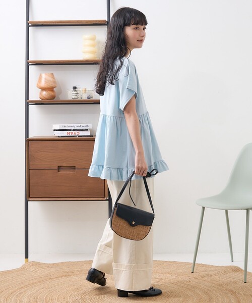 FREAK'S STORE（フリークスストア）の「ワンポイントハート刺繍 切替Tシャツ（Tシャツ/カットソー・レディース・ブルー/ブラック/その他/ホワイト・ﾌﾘ-）」の14枚目の写真