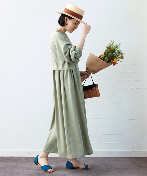 Sunny clouds(サニークラウズ)の「サニークラウズ 華やぎワンピース〈レディース〉(ワンピース・レディース・イエロー/グリーン/ピンク・X-LARGE/LARGE/XX-LARGE/MEDIUM/NM/2T)」の5枚目の写真