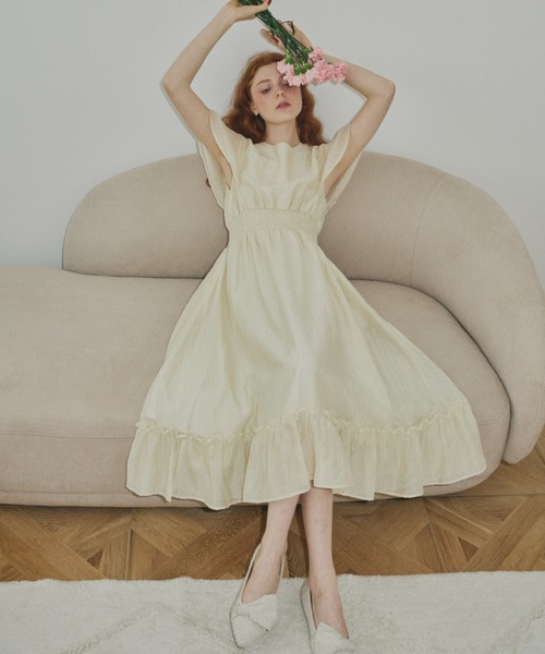 idem（イデム）の「washer lady dress/ワッシャーワンピース（ワンピース・レディース・ネイビー/ブラウン/アイボリー・FREE）」の2枚目の写真