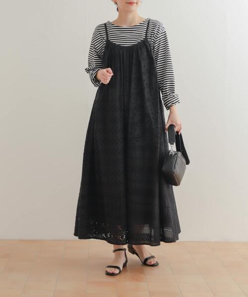 URBAN RESEARCH DOORS(アーバンリサーチドアーズ)の「パッチワークアイレットレースキャミワンピース(ワンピース・レディース・ブラック/オフホワイト・MEDIUM)」の15枚目の写真
