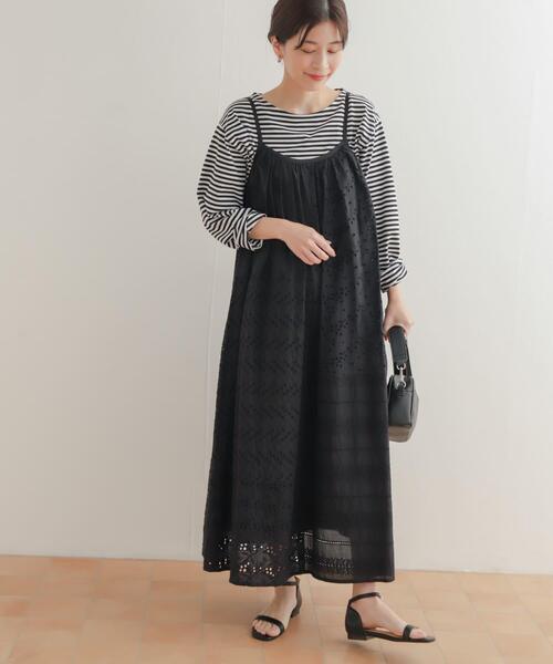 URBAN RESEARCH DOORS(アーバンリサーチドアーズ)の「パッチワークアイレットレースキャミワンピース(ワンピース・レディース・ブラック/オフホワイト・MEDIUM)」の11枚目の写真