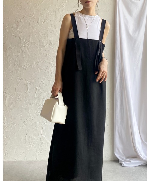 She's Closet(シーズクローゼット)の「2WAYフレアロングギャザーベルトデザインジャンパースカートワンピース(ジャンパースカート・レディース・ライトベージュ/ブラック/ブラック系その他/モカ/ベージュ系その他・FREE)」の15枚目の写真