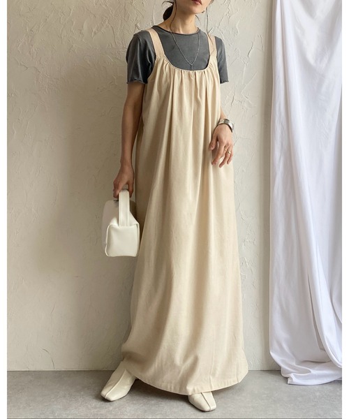 She's Closet(シーズクローゼット)の「2WAYフレアロングギャザーベルトデザインジャンパースカートワンピース(ジャンパースカート・レディース・ライトベージュ/ブラック/ブラック系その他/モカ/ベージュ系その他・FREE)」の21枚目の写真